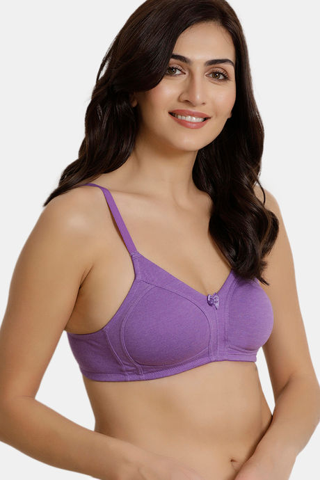 Zivame Essentials Double Layered Non Wired Full Coverage T-Shirt Bra - Deep Lavender — image 3